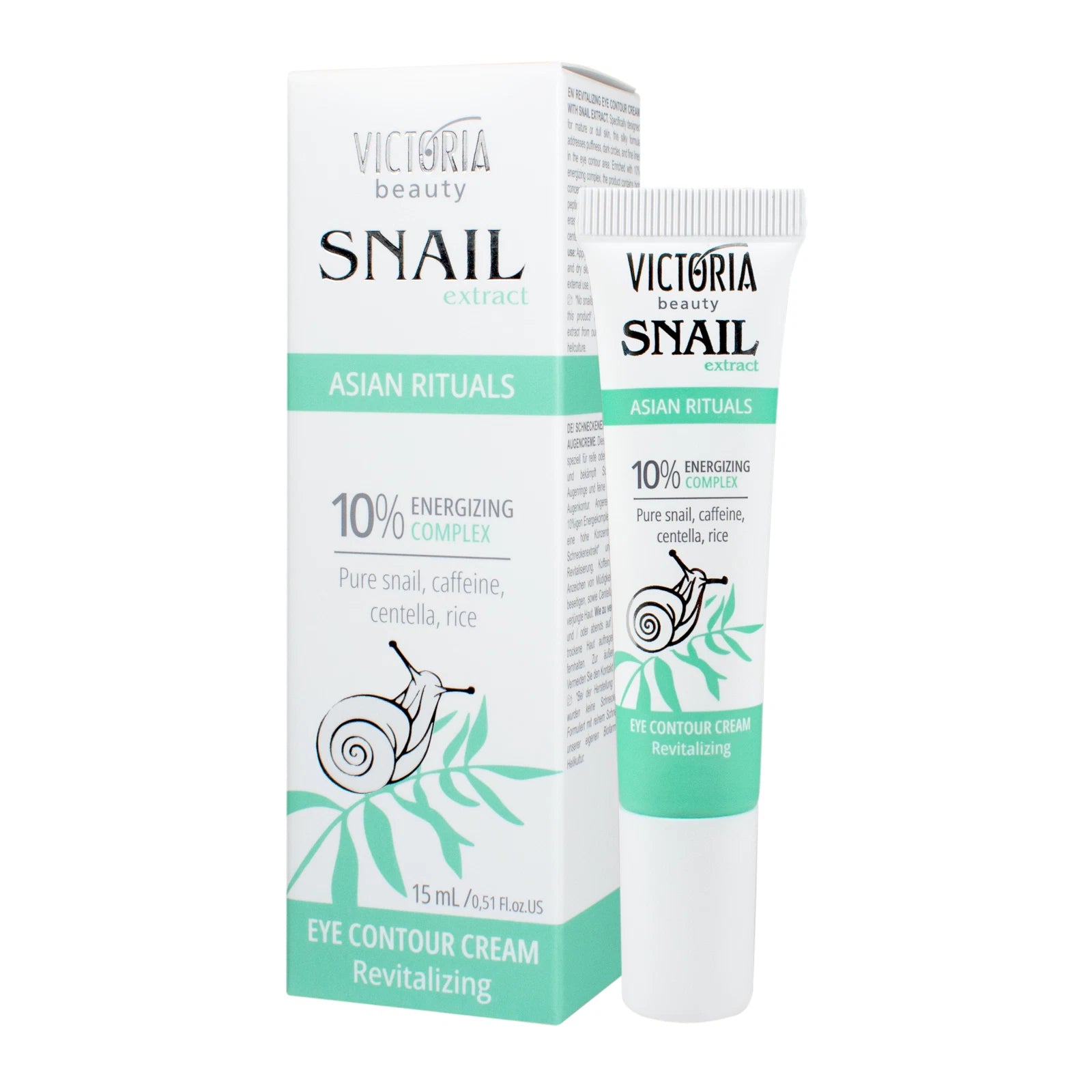 Victoria Beauty “ Asian Rituals “  15 ml Revitalizing Eye Contour Cream with Snail Extract , Caffeine , Centella & Rice