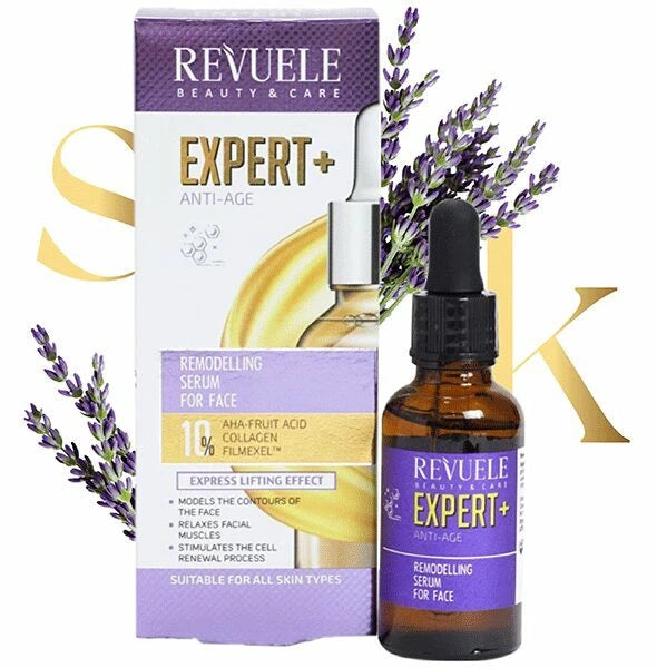 REVUELE EXPERT + ANTI-AGE REMODELLING SERUM FOR FACE 10% AHA FRUIT ACID , COLLAGEN , FILMEXEL™