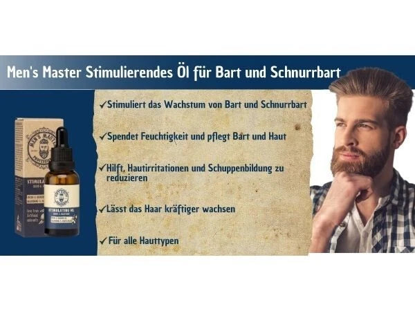 Men's Master 30 ml Stimulating oil for beard and moustache argan, almond, jojoba oils