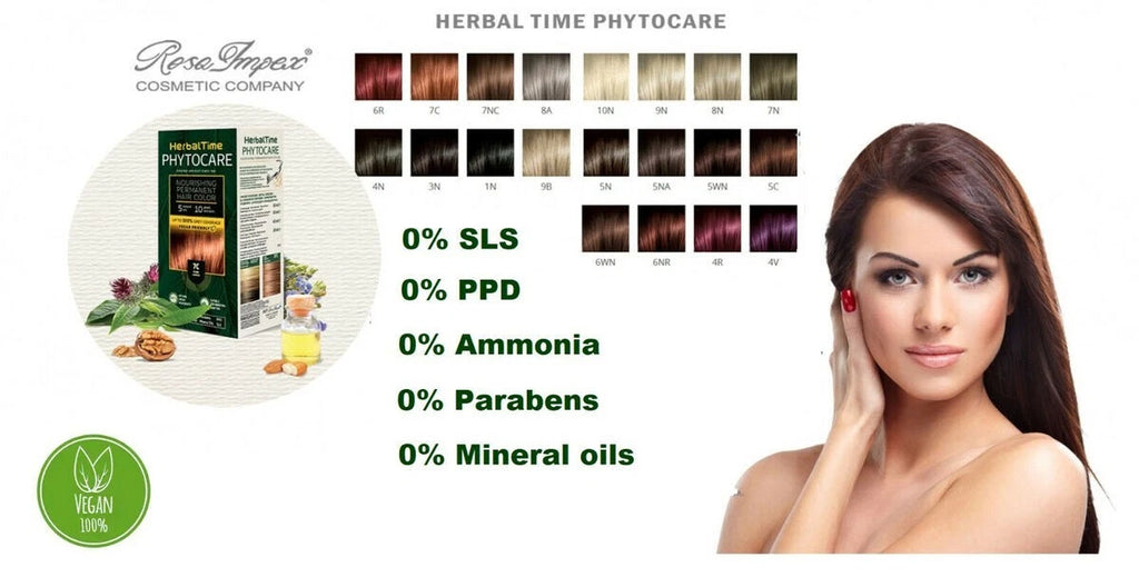 ROSA IMPEX HERBAL TIME PHYTOCARE NOURISHING PERMANENT HAIR COLOUR DYE VEGAN