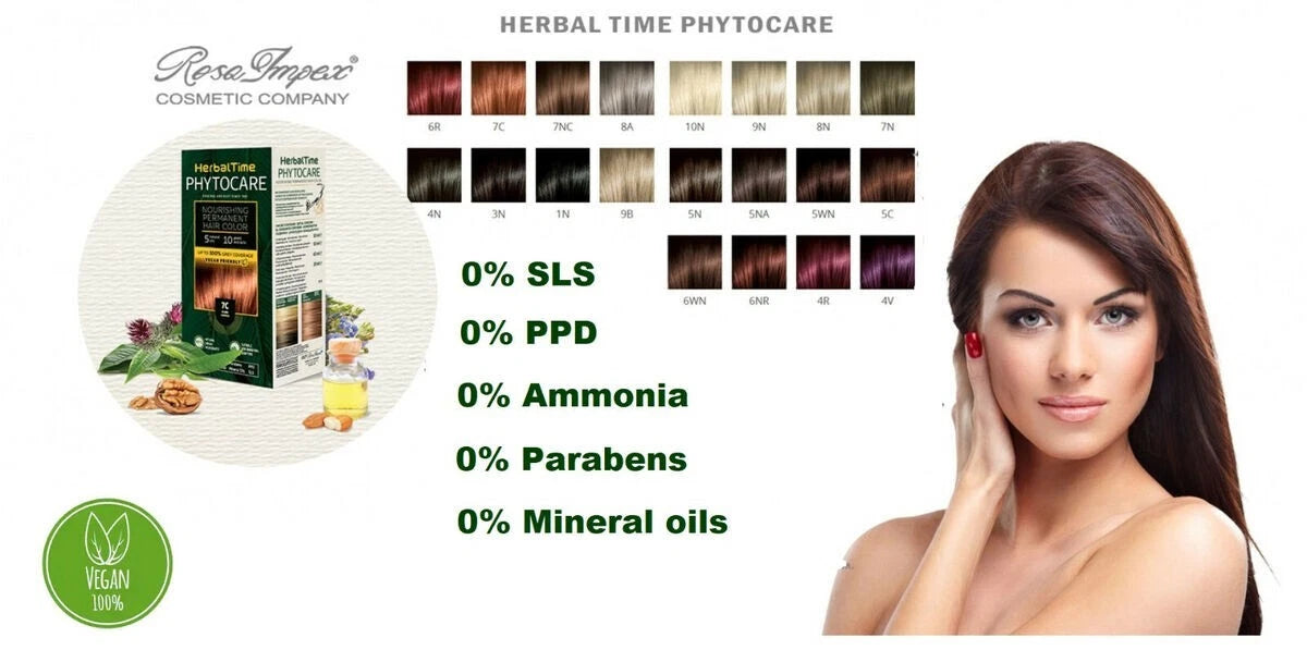 ROSA IMPEX HERBAL TIME PHYTOCARE NOURISHING PERMANENT HAIR COLOUR DYE VEGAN