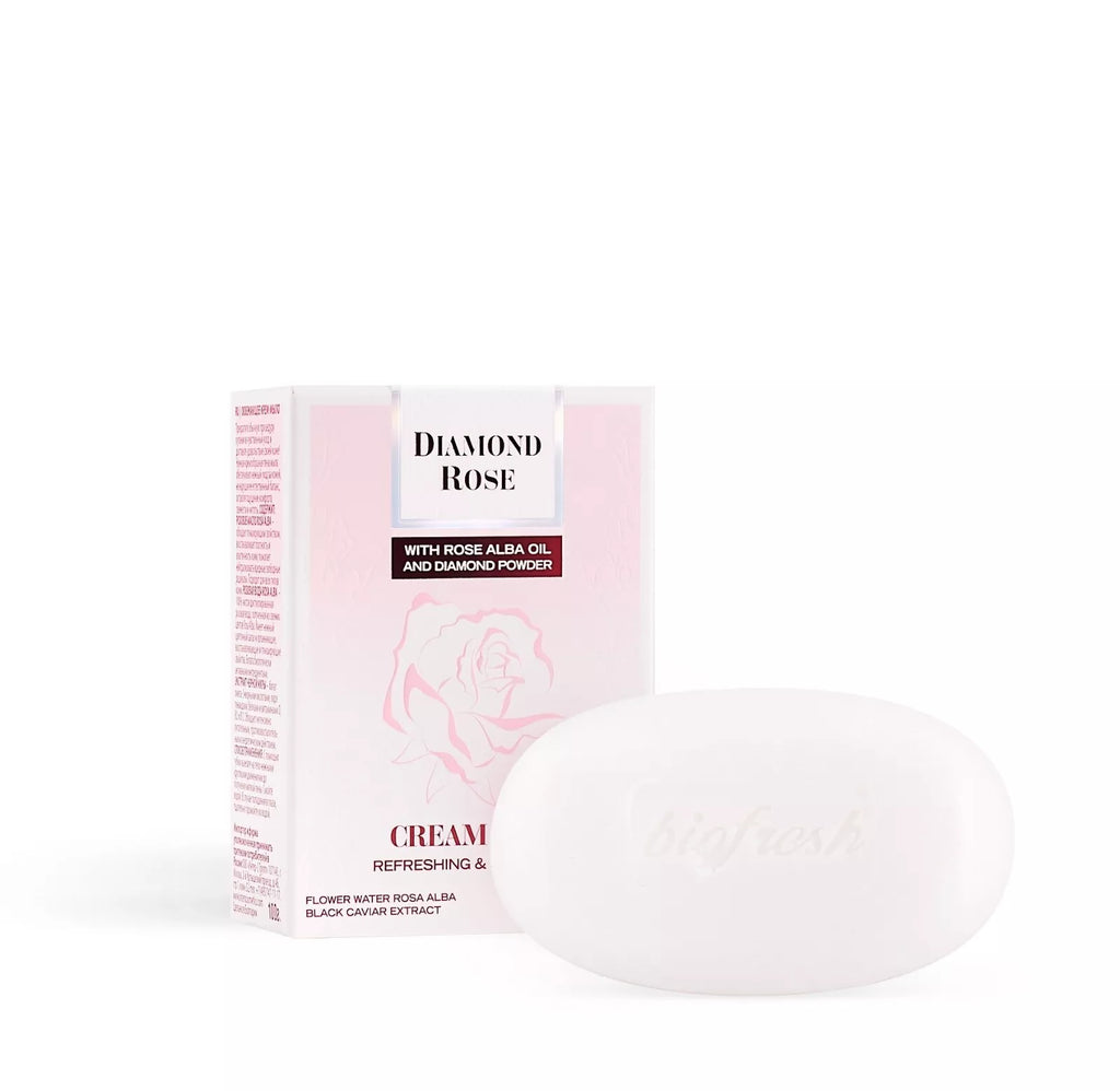 Biofresh “ Diamond Rose “ 100 gr Refreshing & Softening  Cream Soap With Rose Alba Oil And Diamond Powder