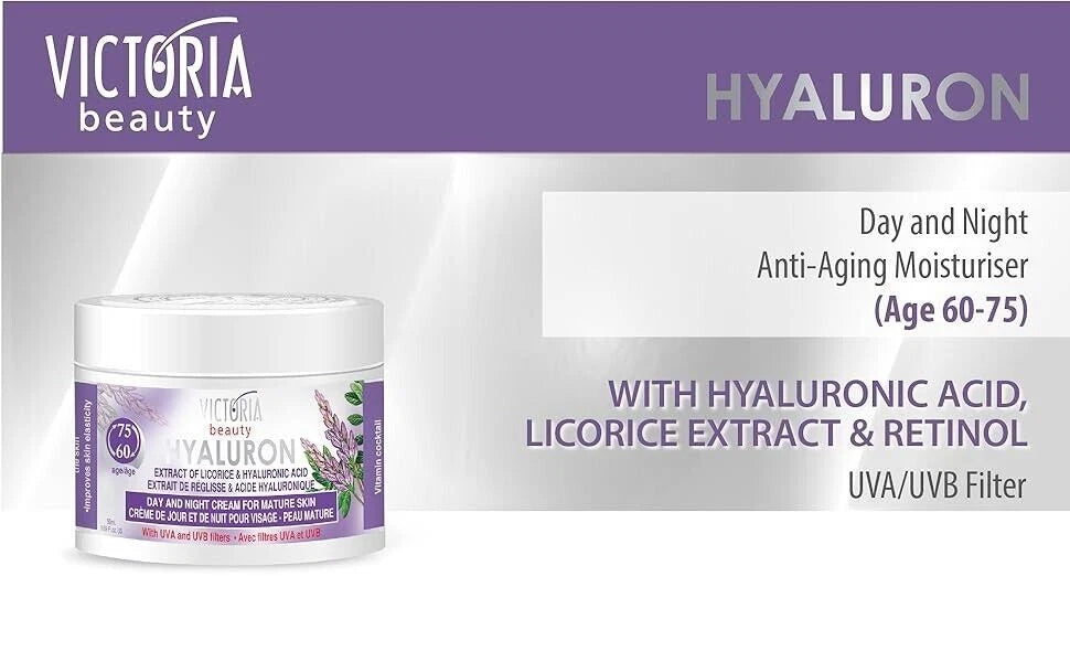 Victoria Beauty Face Cream for Mature Skin Age 60-75 Day & Night Anti Wrinkle Moisturiser 50ml