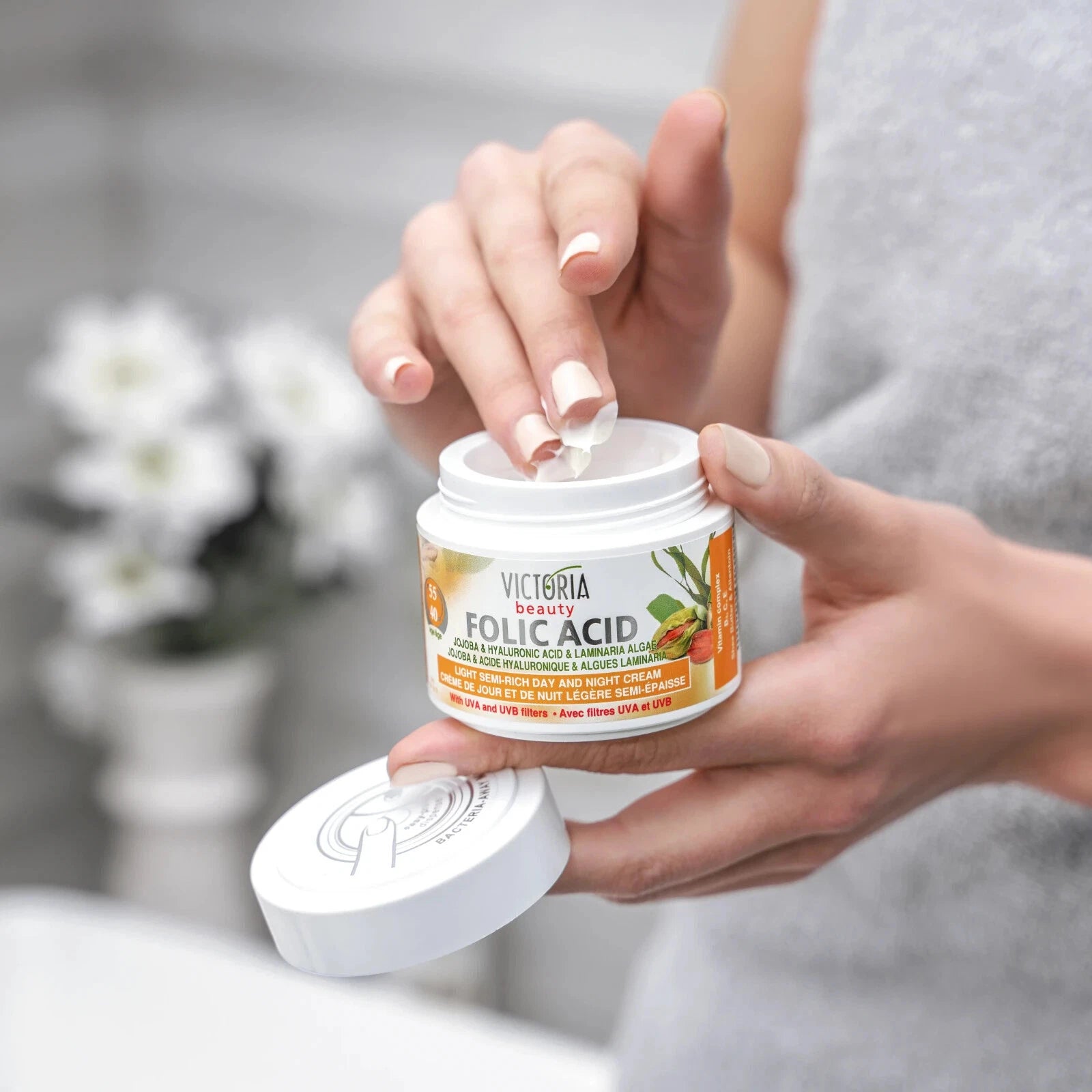 Victoria Beauty Folic Acid & Jojoba Anti-Ageing 50ml Cream UVA & UVB filters 40-55age Laminaria
