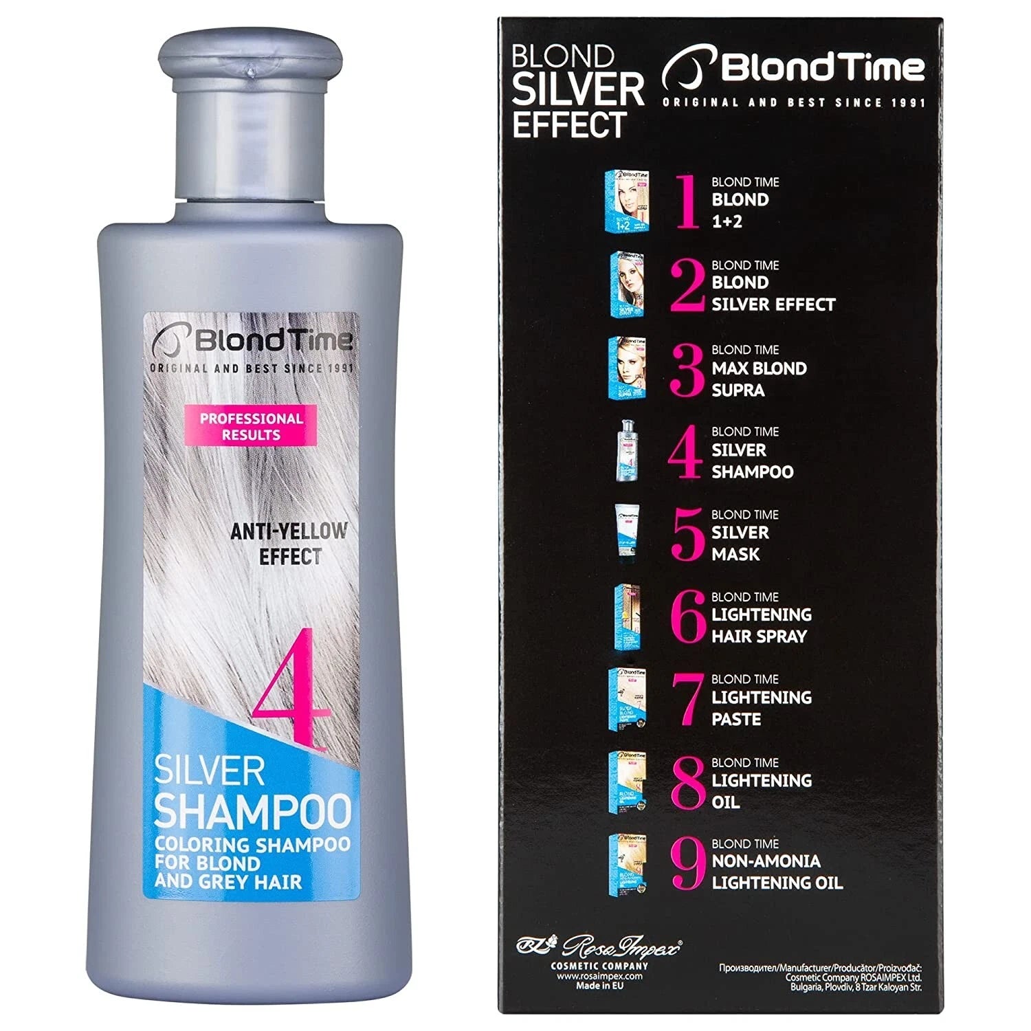 Blond Time Silver Shampoo Anti Yellolw 150ml Blond&Grey Hair Anti Yellow Effect