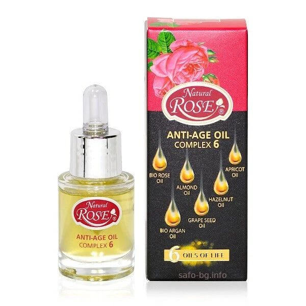 ARSY Anti-age 15ml 6 oils of life Serum Rose Argan Hazelnut Almond Apricot Grape