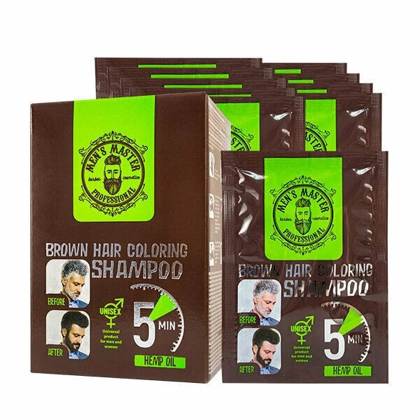 New Men's Master BROWN Hair Coloring Shampoo Cover 25ml Sachet Result in 5 min