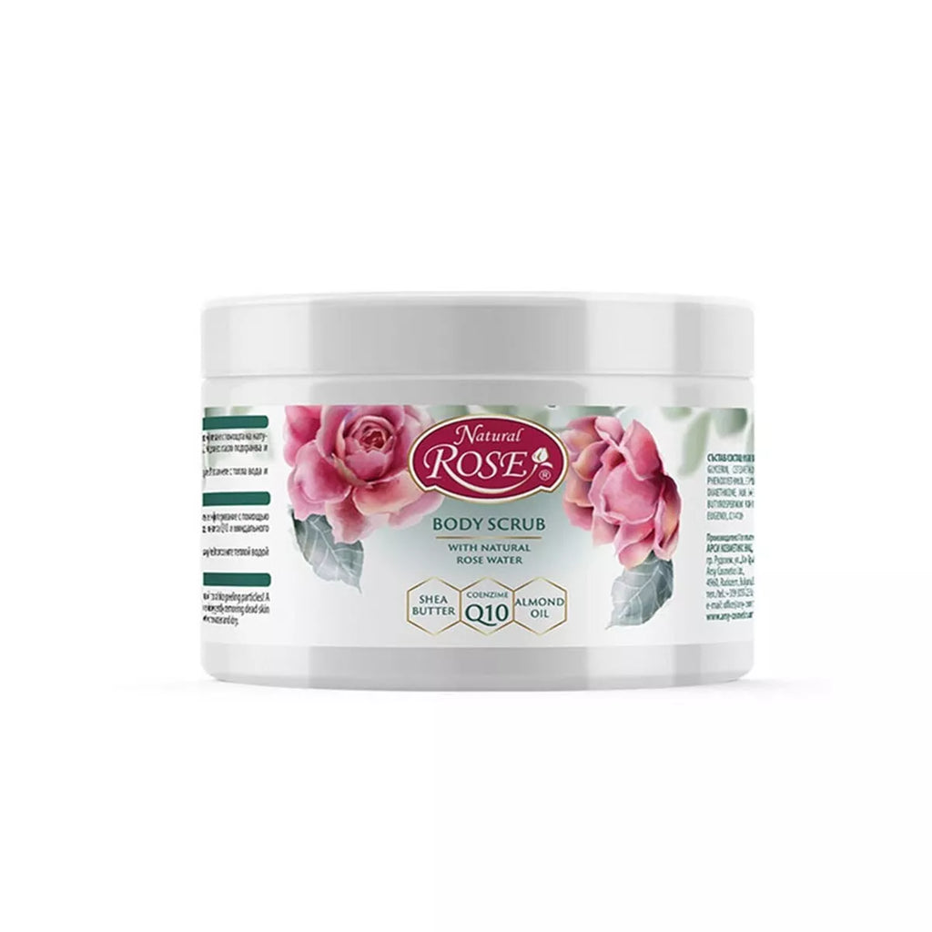 Arsy Natural Rose 350ml BODY SCRUB Natural Rose Water Shea Butter Q10 Almond oil