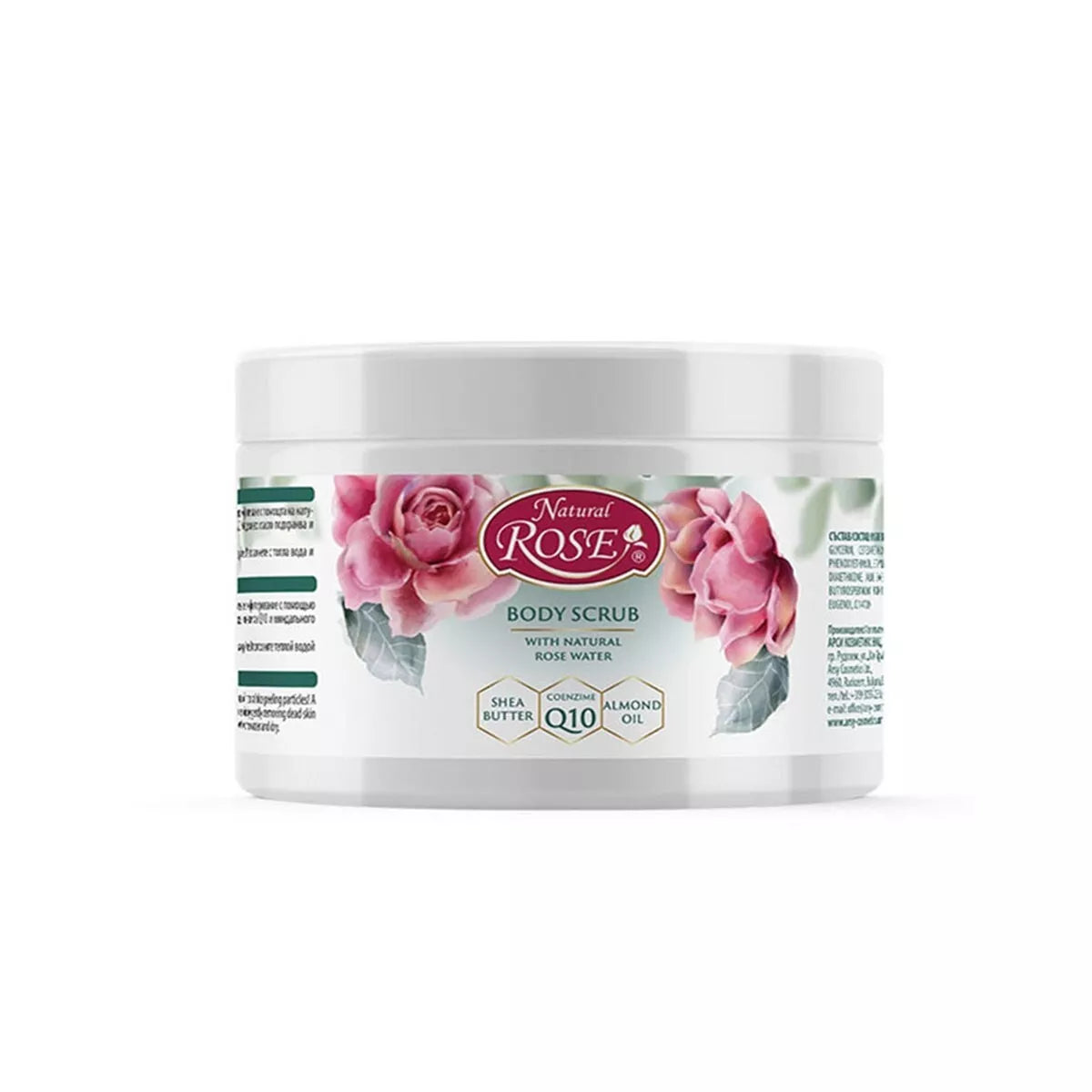 Arsy Natural Rose 350ml BODY SCRUB Natural Rose Water Shea Butter Q10 Almond oil