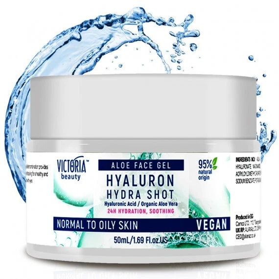 VICTORIA BEAUTY - Hydra Shot 50 gr Aloe Vera Face Gel Moisturizer with Hyaluronic Acid, Aloe Juice, and Niacinamide