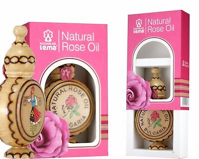 Lema 100% Natural Pure Bulgarian rose oil in a wooden souvenir 0.5ml certified