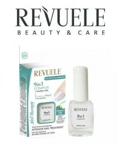 REUELE- Nail Therapy 9 in 1 COMPLEX Healthy Nails Strong Nail Complex + Argan oil , Vitamins , Silk Proteins Solution to all problems 10 ml