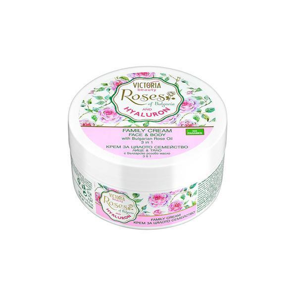 Victoria Beauty Roses of Bulgaria 3-in-1 Family Cream – Face, Hands & Body with Rose Oil & Hyaluron (200ml)